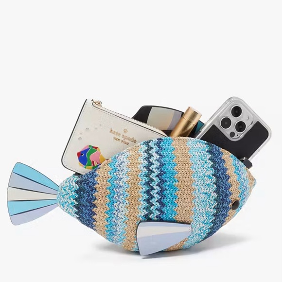Kate Spade What A Catch 3D Fish Crossbody Purse ~ Woven Novelty Handbag ~ 3d Bag - Picture 3 of 8